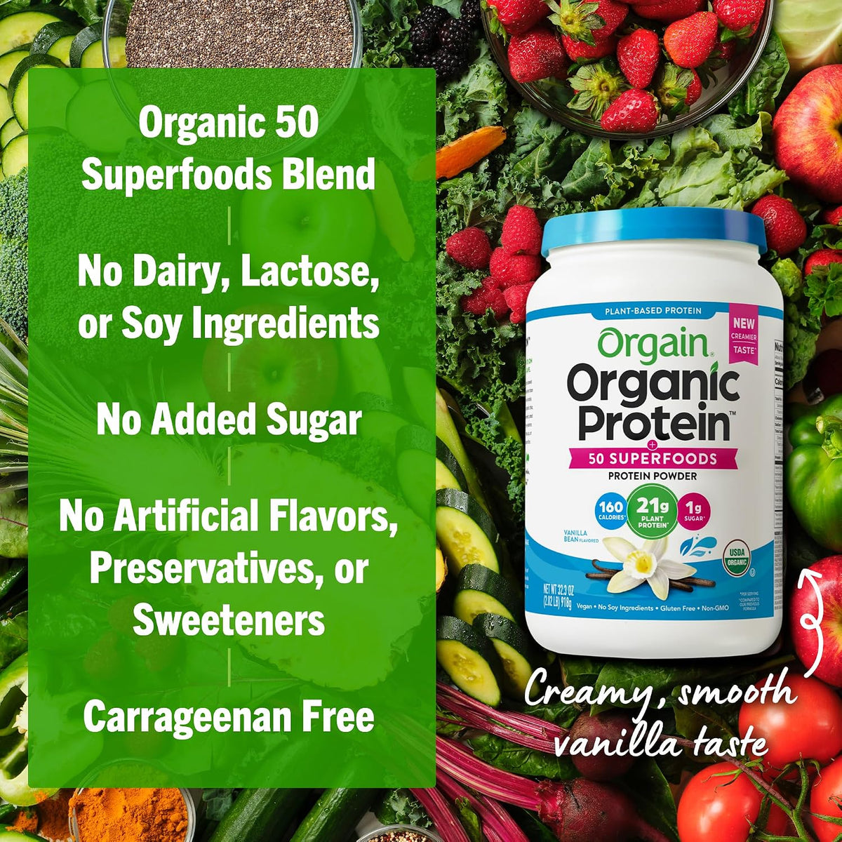 Orgain Organic Vegan Protein Powder Vanilla Bean